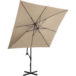 Kvadratinis konsolinis skėtis 250 x 250 cm pilkai rudas