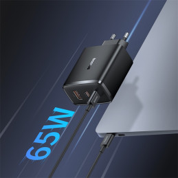 
GaN Cube Pro 65W 2x USB-C USB-A sieninis įkroviklis, juodas

