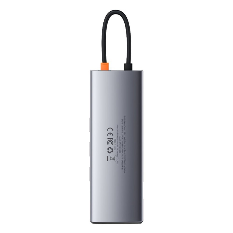 Daugiafunkcis HUB 9in1 USB-C 3xUSB 3.2 PD VGA Full HD HDMI 4K TF ir SD kortelių skaitytuvas RJ45 pilka