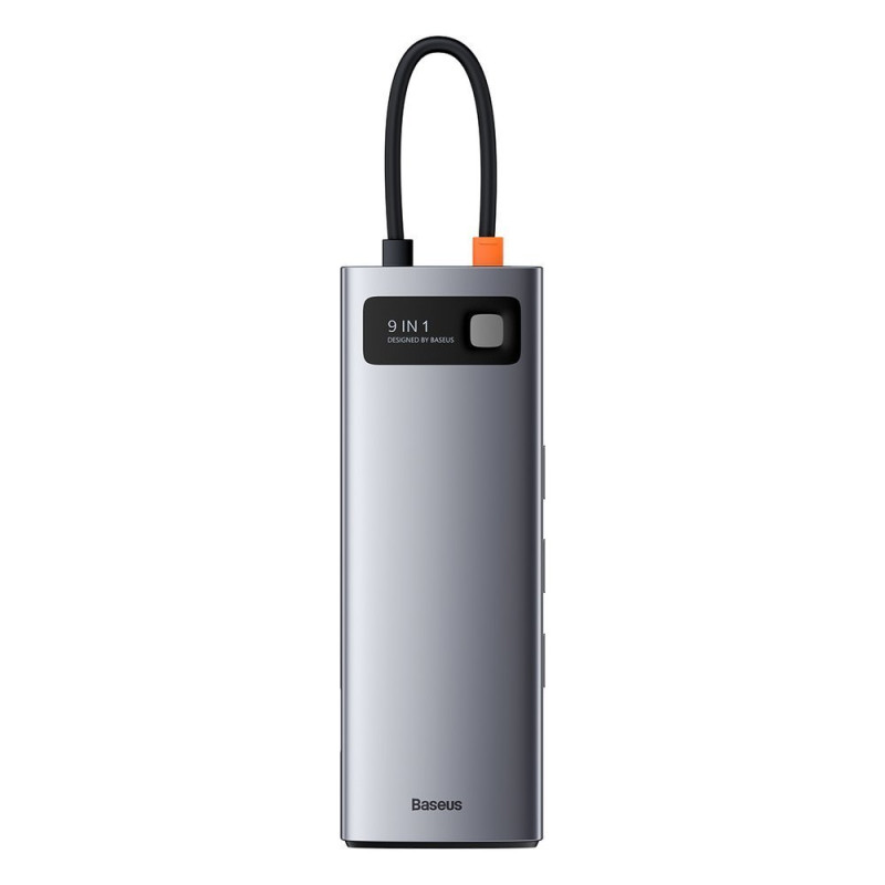 Daugiafunkcis HUB 9in1 USB-C 3xUSB 3.2 PD VGA Full HD HDMI 4K TF ir SD kortelių skaitytuvas RJ45 pilka