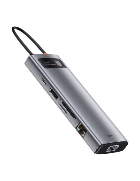 Daugiafunkcis HUB 9in1 USB-C 3xUSB 3.2 PD VGA Full HD HDMI 4K TF ir SD kortelių skaitytuvas RJ45 pilka Daugiafunkcis HUB 9in1 USB-C 3xUSB 3.2 PD VGA Full HD HDMI 4K TF ir SD kortelių skaitytuvas RJ45 pilka