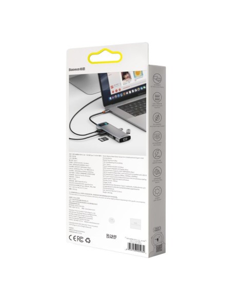 Daugiafunkcis HUB 9in1 USB-C 3xUSB 3.2 PD VGA Full HD HDMI 4K TF ir SD kortelių skaitytuvas RJ45 pilka Daugiafunkcis HUB 9in1 USB-C 3xUSB 3.2 PD VGA Full HD HDMI 4K TF ir SD kortelių skaitytuvas RJ45 pilka