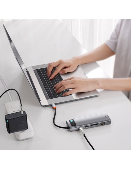 Daugiafunkcis HUB 9in1 USB-C 3xUSB 3.2 PD VGA Full HD HDMI 4K TF ir SD kortelių skaitytuvas RJ45 pilka Daugiafunkcis HUB 9in1 USB-C 3xUSB 3.2 PD VGA Full HD HDMI 4K TF ir SD kortelių skaitytuvas RJ45 pilka