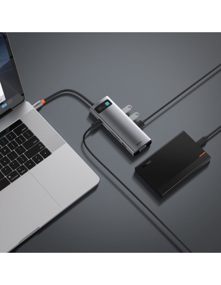 Daugiafunkcis HUB 9in1 USB-C 3xUSB 3.2 PD VGA Full HD HDMI 4K TF ir SD kortelių skaitytuvas RJ45 pilka Daugiafunkcis HUB 9in1 USB-C 3xUSB 3.2 PD VGA Full HD HDMI 4K TF ir SD kortelių skaitytuvas RJ45 pilka