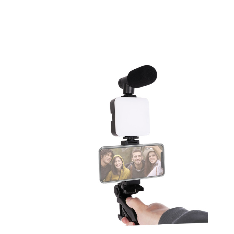 4in1 trikojis su mikrofonu, lempa ir nuotolinio valdymo pulteliu telefonui, kamerai, kamerai vaizdo pokalbiams