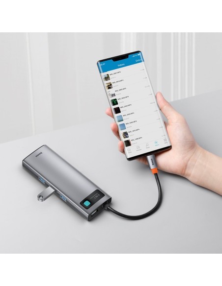 Daugiafunkcis HUB 9in1 USB-C 3xUSB 3.2 PD VGA Full HD HDMI 4K TF ir SD kortelių skaitytuvas RJ45 pilka Daugiafunkcis HUB 9in1 USB-C 3xUSB 3.2 PD VGA Full HD HDMI 4K TF ir SD kortelių skaitytuvas RJ45 pilka