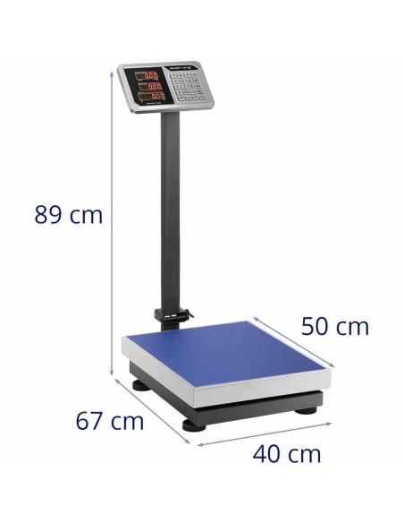 
Sandėlio svarstyklės su LED skaičiavimu 40 x 50 cm 150 kg / 20 g
