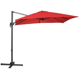 Šoninis sodo skėtis ant kvadratinės rankos 250 x 250 cm raudonas