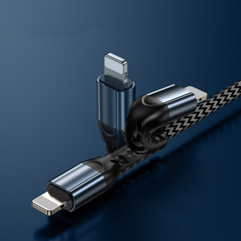 SET 3x pintas USB - USB-C laidas 0,25 m / 1,2 m / 2 m 3A pilka