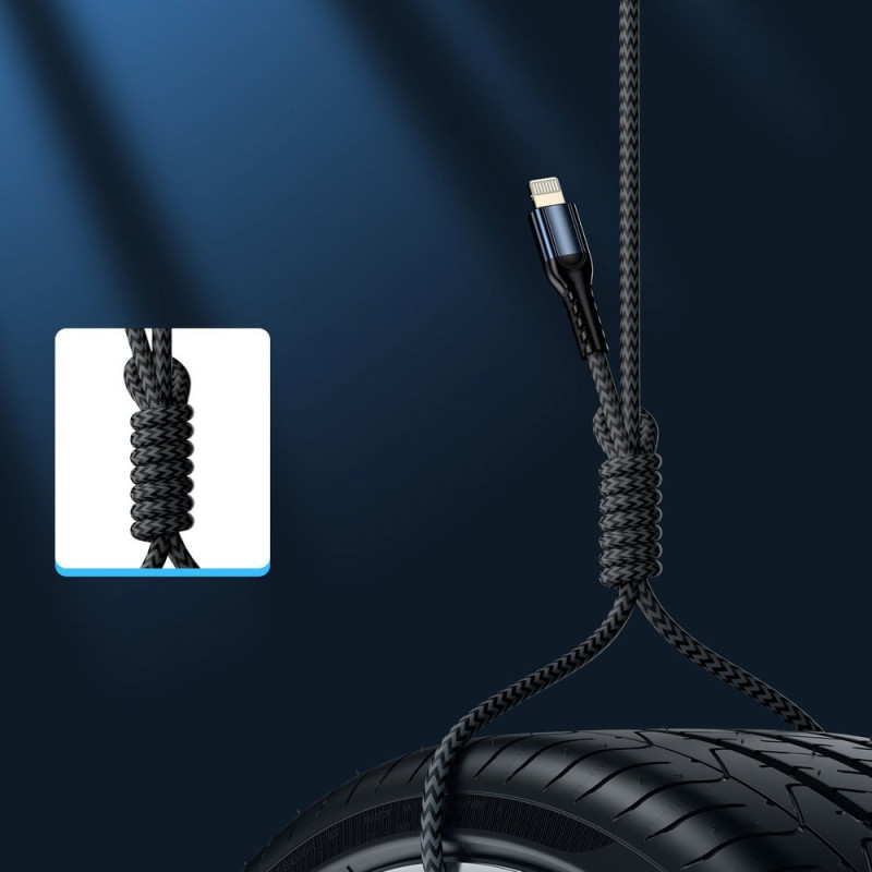 SET 3x pintas USB - USB-C laidas 0,25 m / 1,2 m / 2 m 3A pilka