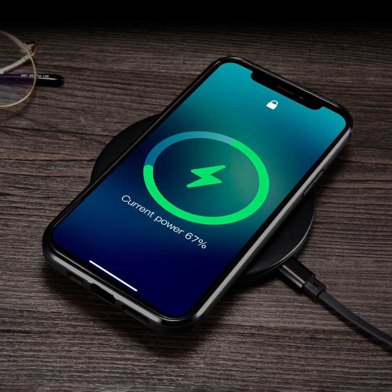 Natūralios odos dėklas skirtas iPhone 12 Pro Max Leather Oil Wax juodas