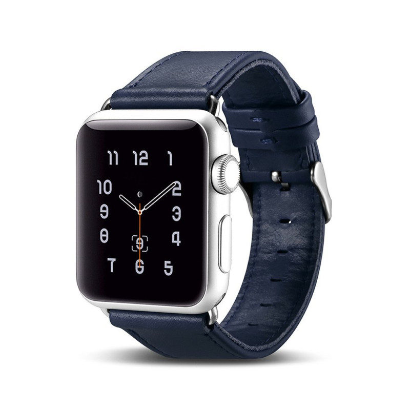Natūralios odos apyrankė skirta Apple Watch 1-3 38mm Leather Vintage tamsiai mėlyna