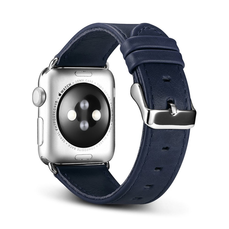 Natūralios odos apyrankė skirta Apple Watch 1-3 38mm Leather Vintage tamsiai mėlyna