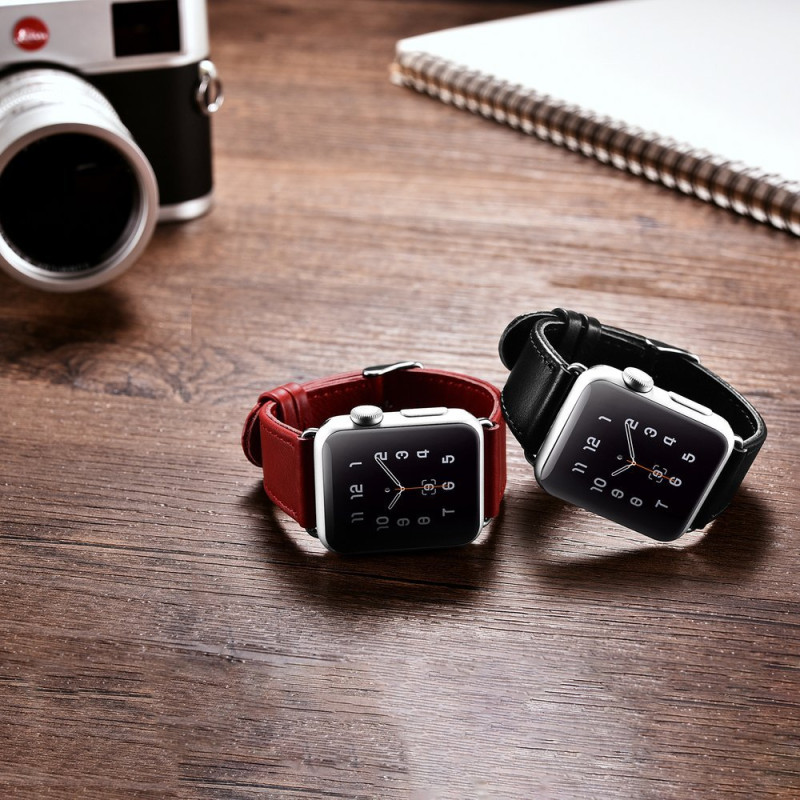 Natūralios odos apyrankė skirta Apple Watch 1-3 38mm Leather Vintage tamsiai mėlyna