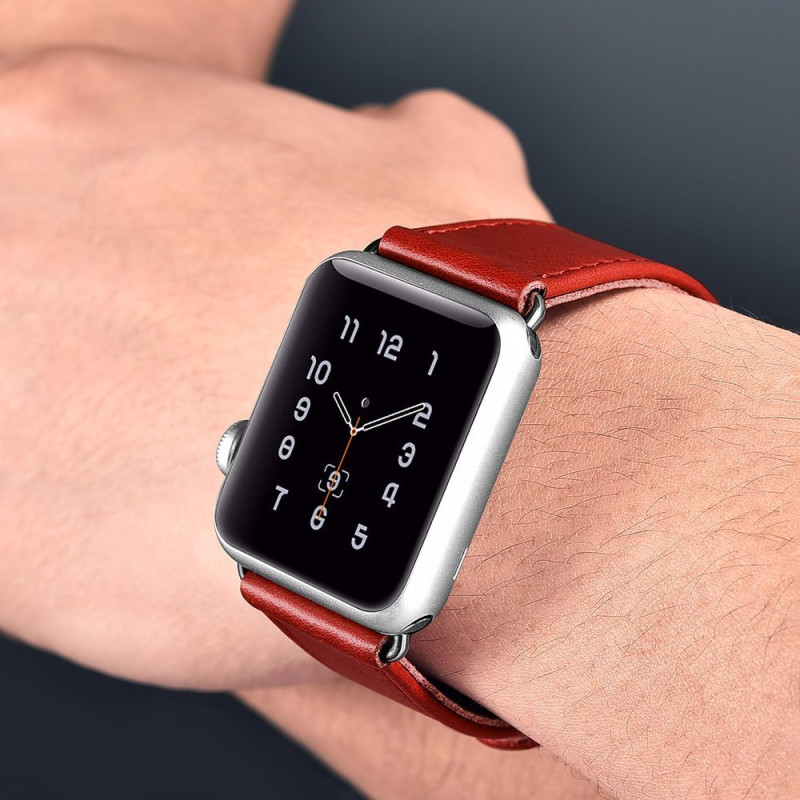 Natūralios odos apyrankė skirta Apple Watch 1-3 38mm Leather Vintage tamsiai mėlyna