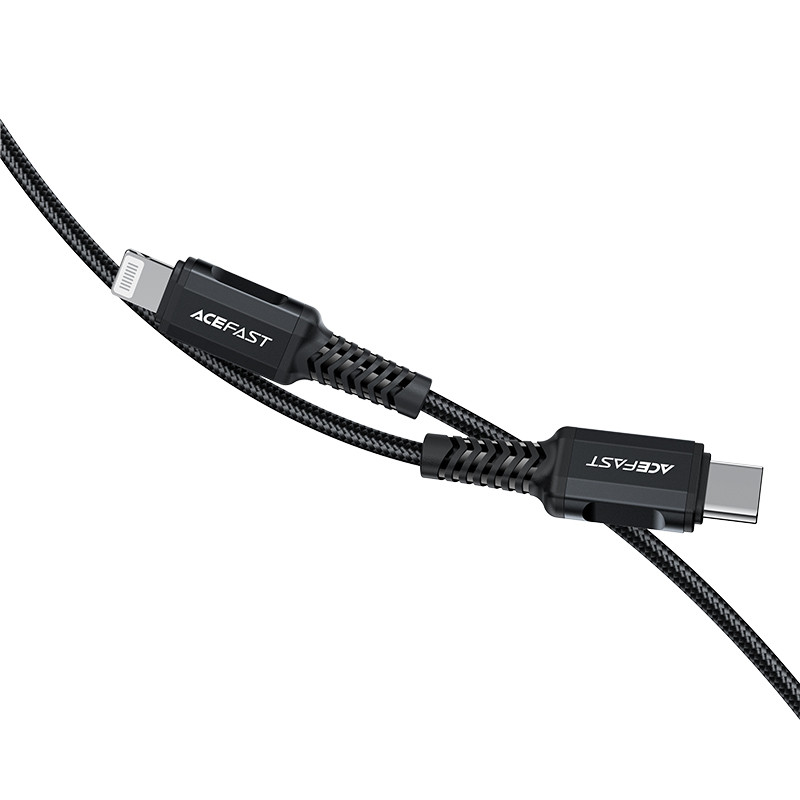 MFI laidas iPhone USB-C - Lightning 30W 3A 1,8m juodas
