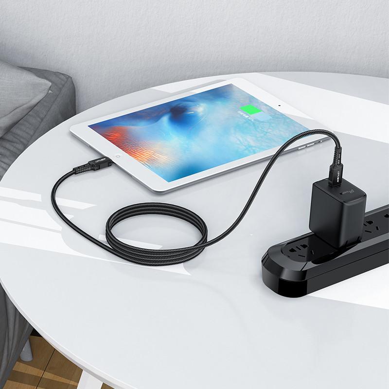MFI laidas iPhone USB-C - Lightning 30W 3A 1,8m juodas
