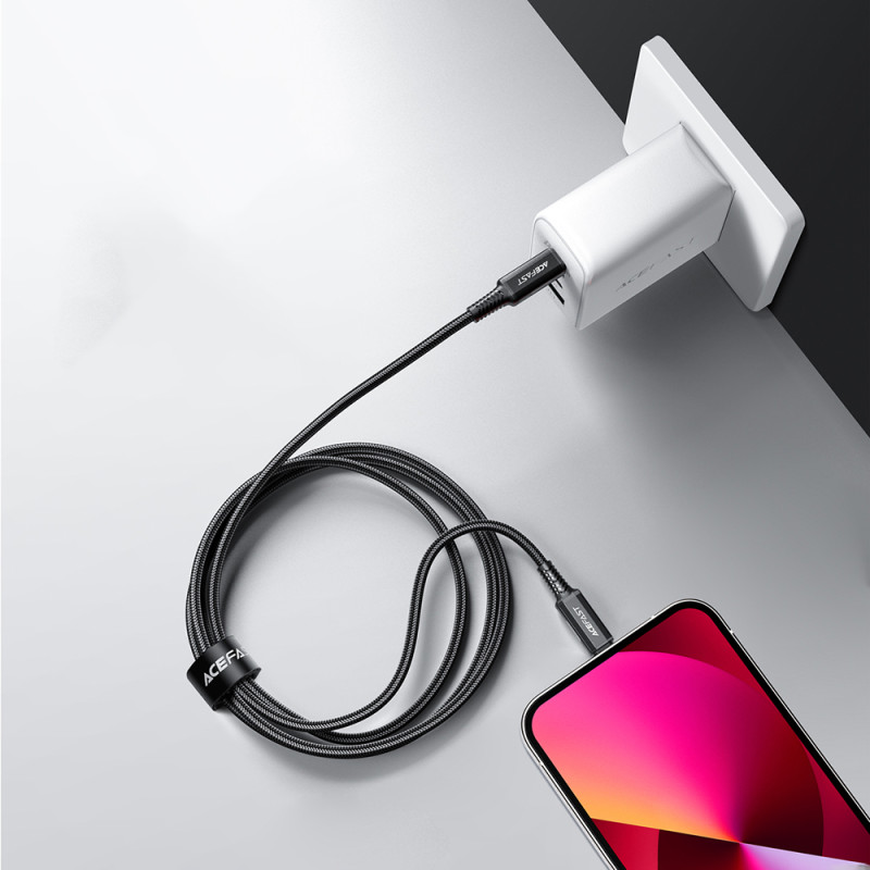 MFI laidas iPhone USB-C - Lightning 30W 3A 1,8m juodas