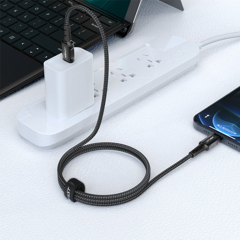 MFI laidas iPhone USB-C - Lightning 30W 3A 1,2m juodas