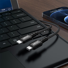 
MFI laidas iPhone USB-C - Lightning 30W 3A 1,2m juodas
