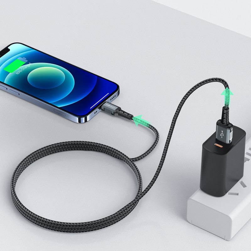 MFI kabelis iPhone USB - Lightning 2.4A 1.2m juodas