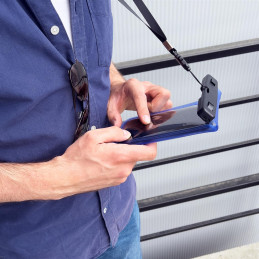 
Neperšlampamas piniginės dėklas 6,7" telefonui su rausva raišteliu
