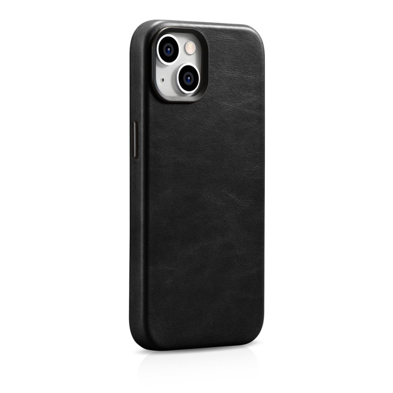 iPhone 14 magnetinis odinis dėklas su MagSafe Oil Wax Premium Leather Case juodu