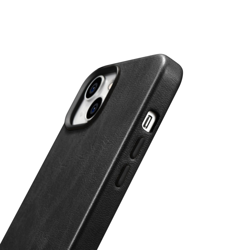 iPhone 14 magnetinis odinis dėklas su MagSafe Oil Wax Premium Leather Case juodu