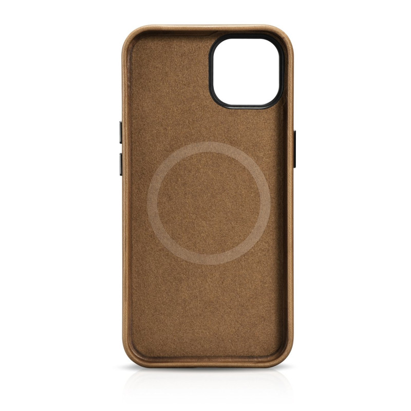iPhone 14 magnetinis odinis dėklas su MagSafe Oil Wax Premium Leather Case šviesiai rudos spalvos