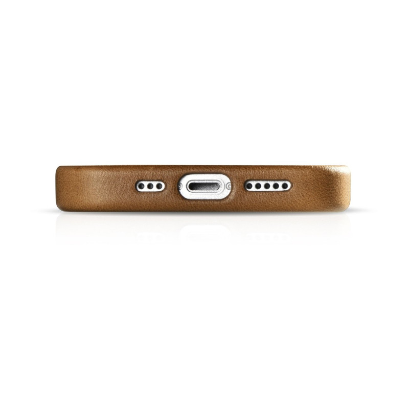 iPhone 14 magnetinis odinis dėklas su MagSafe Oil Wax Premium Leather Case šviesiai rudos spalvos