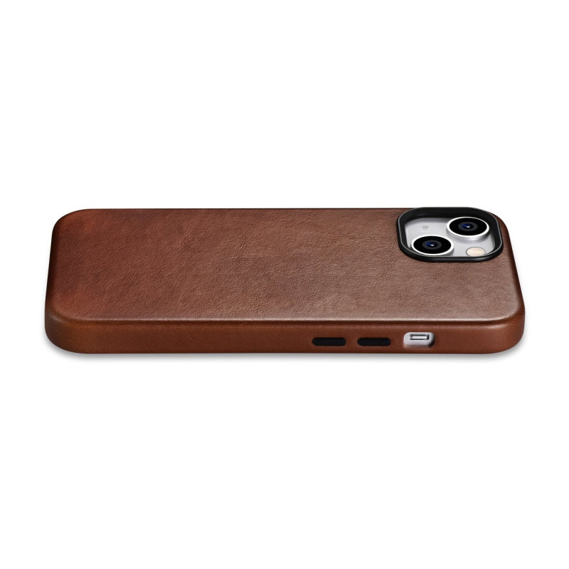 iPhone 14 magnetinis odinis dėklas su MagSafe Oil Wax Premium Leather Case rudos spalvos