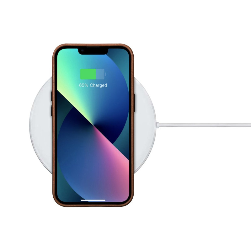 iPhone 14 magnetinis odinis dėklas su MagSafe Oil Wax Premium Leather Case rudos spalvos