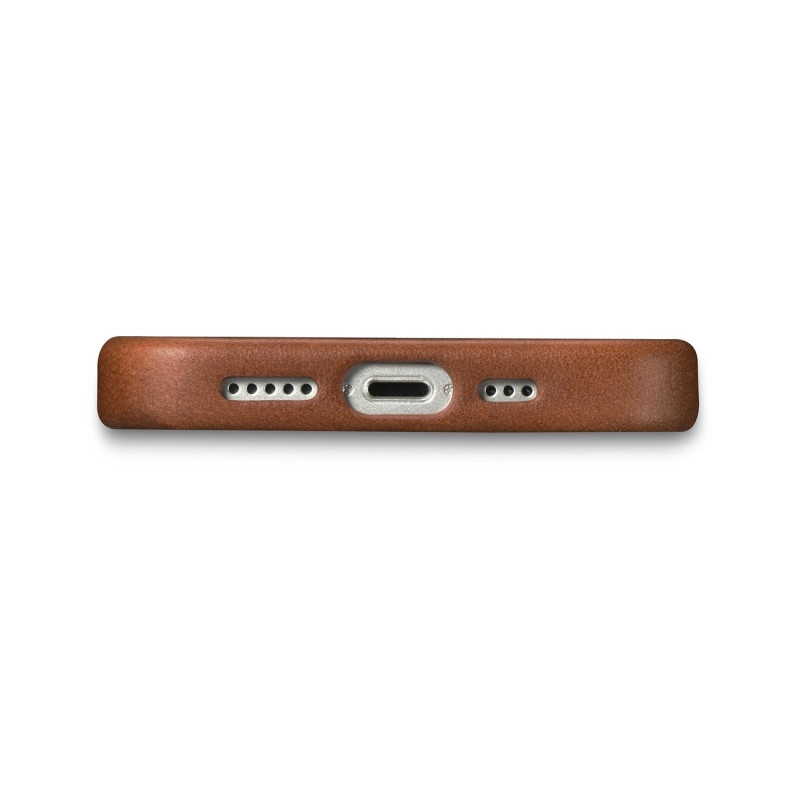 iPhone 14 magnetinis odinis dėklas su MagSafe Oil Wax Premium Leather Case rudos spalvos