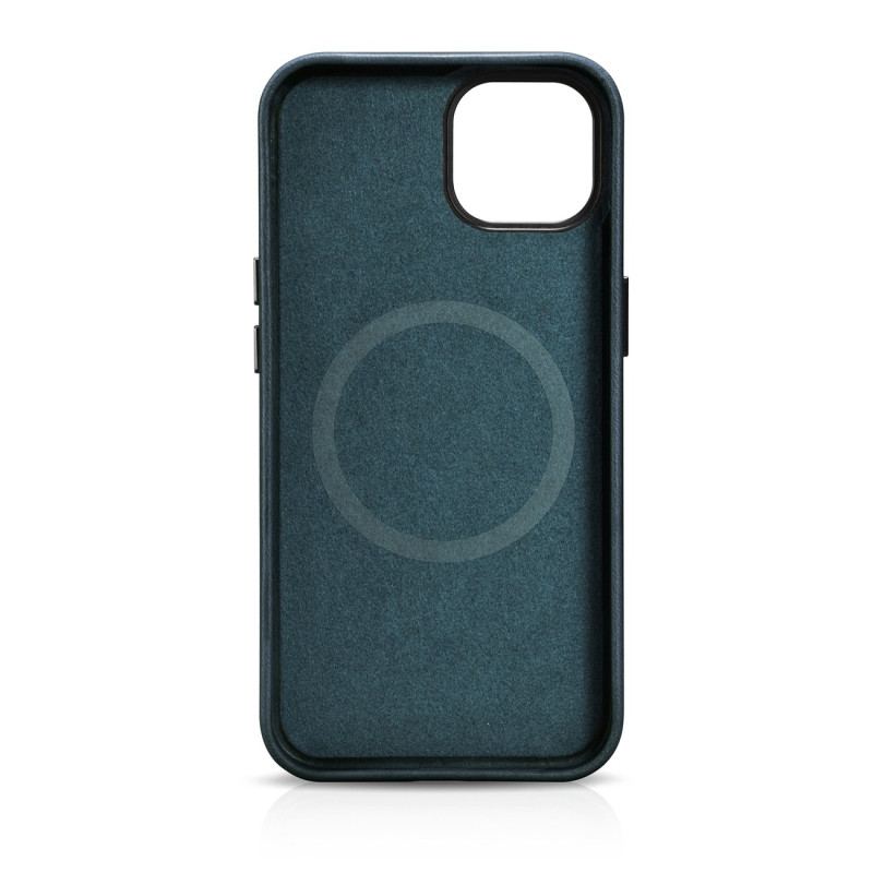 iPhone 14 magnetinis odinis dėklas su MagSafe Oil Wax Premium Leather Case tamsiai mėlynu dėklu