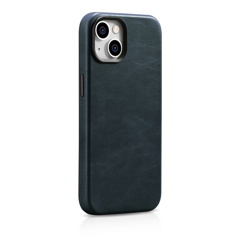 iPhone 14 magnetinis odinis dėklas su MagSafe Oil Wax Premium Leather Case tamsiai mėlynu dėklu