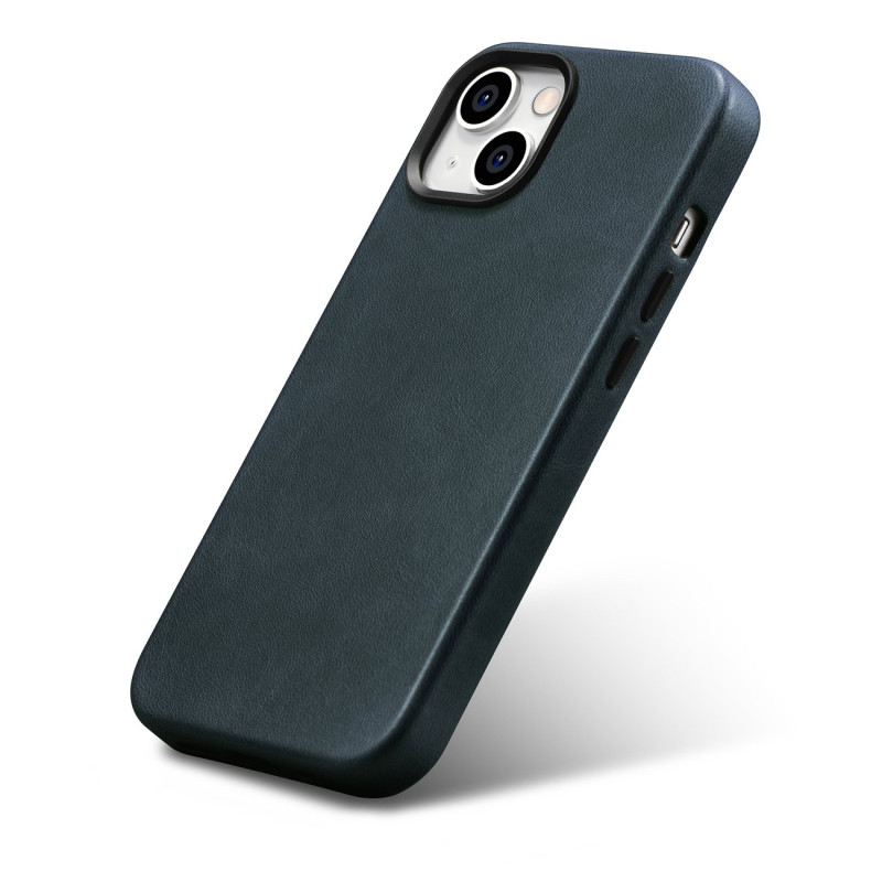 iPhone 14 magnetinis odinis dėklas su MagSafe Oil Wax Premium Leather Case tamsiai mėlynu dėklu