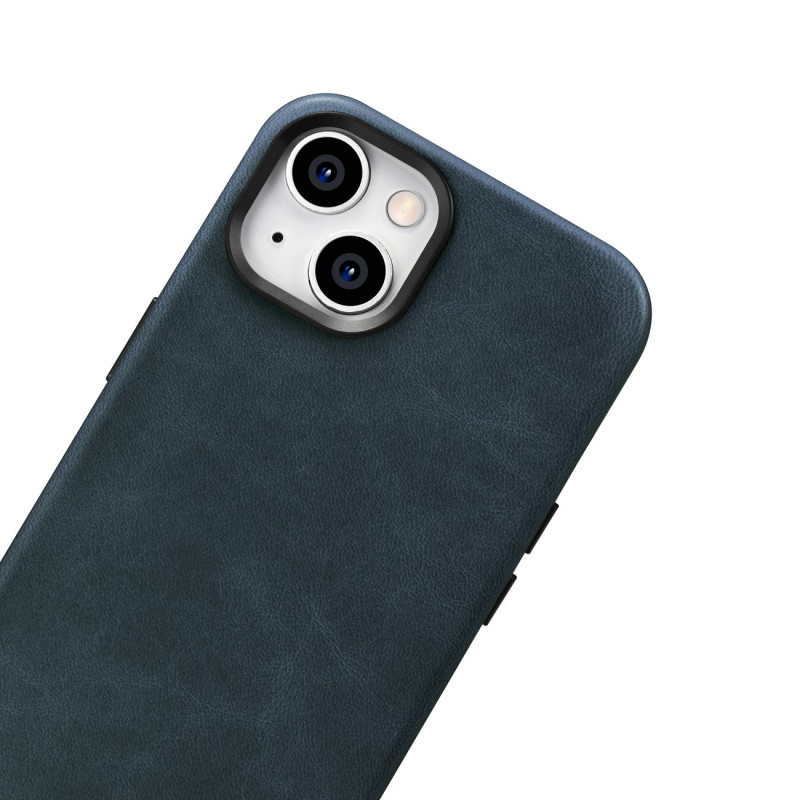 iPhone 14 magnetinis odinis dėklas su MagSafe Oil Wax Premium Leather Case tamsiai mėlynu dėklu