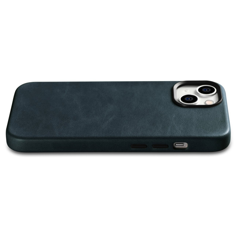 iPhone 14 magnetinis odinis dėklas su MagSafe Oil Wax Premium Leather Case tamsiai mėlynu dėklu