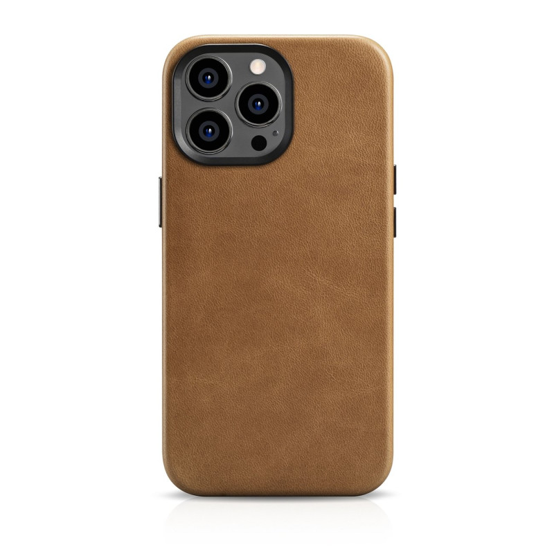 
iPhone 14 Pro magnetinis odinis dėklas su MagSafe Oil Wax Premium Leather Case šviesiai rudos spalvos
