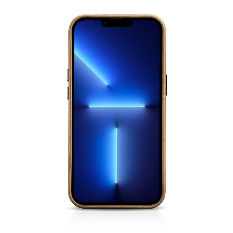 iPhone 14 Pro magnetinis odinis dėklas su MagSafe Oil Wax Premium Leather Case šviesiai rudos spalvos