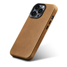 
iPhone 14 Pro magnetinis odinis dėklas su MagSafe Oil Wax Premium Leather Case šviesiai rudos spalvos
