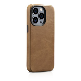 
iPhone 14 Pro magnetinis odinis dėklas su MagSafe Oil Wax Premium Leather Case šviesiai rudos spalvos
