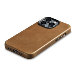 
iPhone 14 Pro magnetinis odinis dėklas su MagSafe Oil Wax Premium Leather Case šviesiai rudos spalvos
