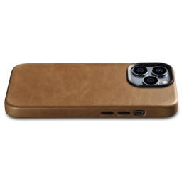 
iPhone 14 Pro magnetinis odinis dėklas su MagSafe Oil Wax Premium Leather Case šviesiai rudos spalvos
