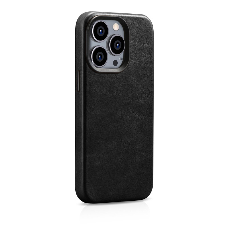 „iPhone 14 Pro Max“ magnetinis odinis dėklas su „MagSafe Oil Wax Premium“ odiniu dėklu, juodu
