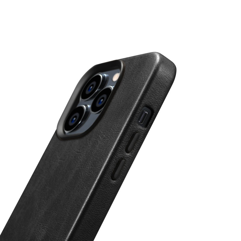 „iPhone 14 Pro Max“ magnetinis odinis dėklas su „MagSafe Oil Wax Premium“ odiniu dėklu, juodu
