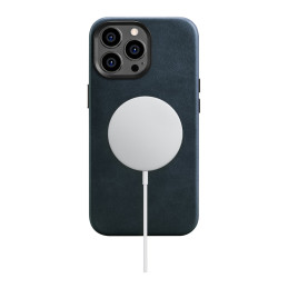 
„iPhone 14 Pro Max“ magnetinis odinis dėklas su „MagSafe Oil Wax Premium“ odiniu dėklu tamsiai mėlynas
