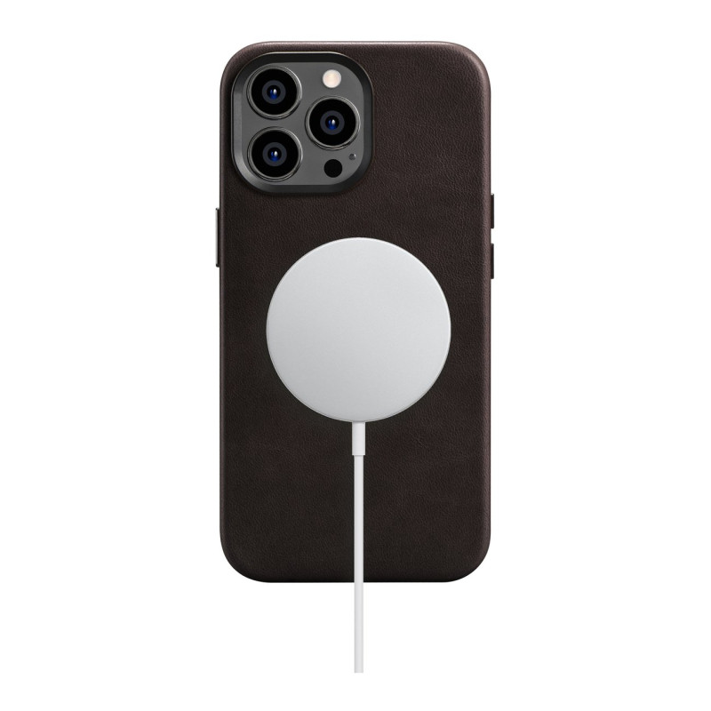 „iPhone 14 Pro Max“ magnetinis odinis dėklas su „MagSafe Oil Wax Premium“ odiniu dėklu, rudas