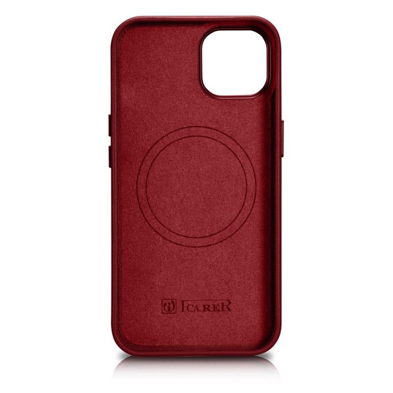 Natūralios odos dėklas iPhone 14 MagSafe Case Oda, bordo spalvos dangtelis