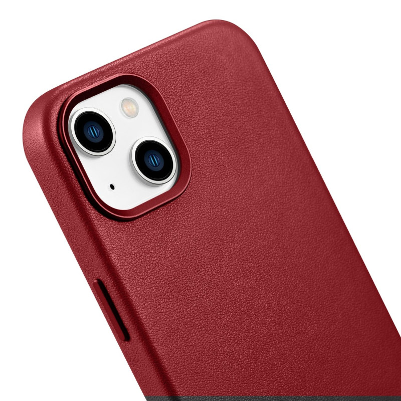 Natūralios odos dėklas iPhone 14 MagSafe Case Oda, bordo spalvos dangtelis